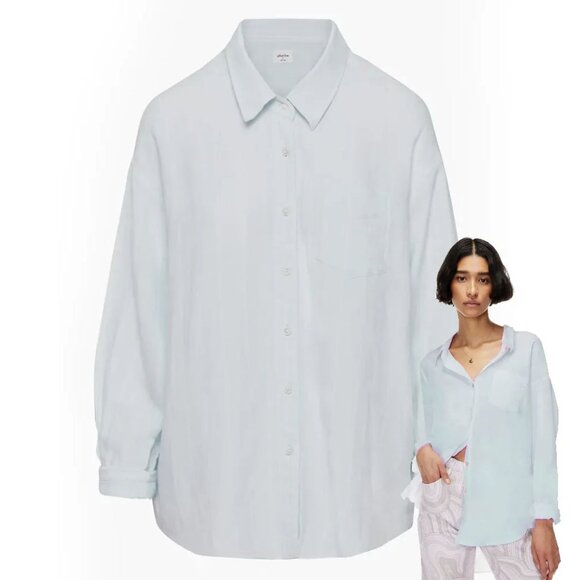 Wilfred Free Relaxed Linen Shirt in Blue Cloud 2XS - Picture 1 of 11